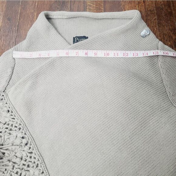 Anthropologie Pure Handknit Crochet Trim Slouchy Shawl Sweater - Picture 10 of 16